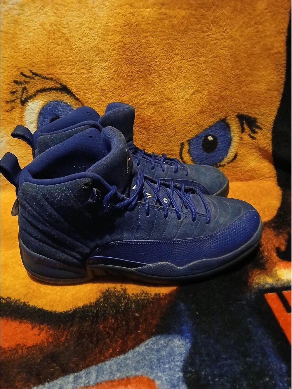 Jordan Retro 12 Blue Suede Men's Basketball Shoes Size 10